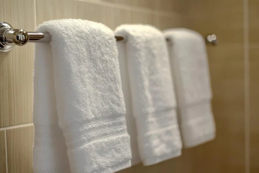 Toalleros de baño modernos y funcionales en acero inoxidable instalados junto a una ducha