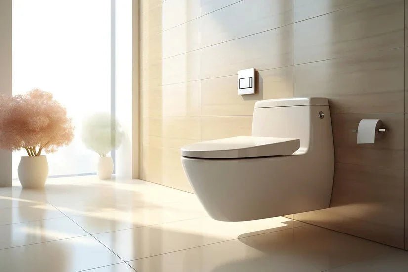 Bidé moderno de cerámica blanca instalado en baño contemporáneo con diseño funcional y elegante.