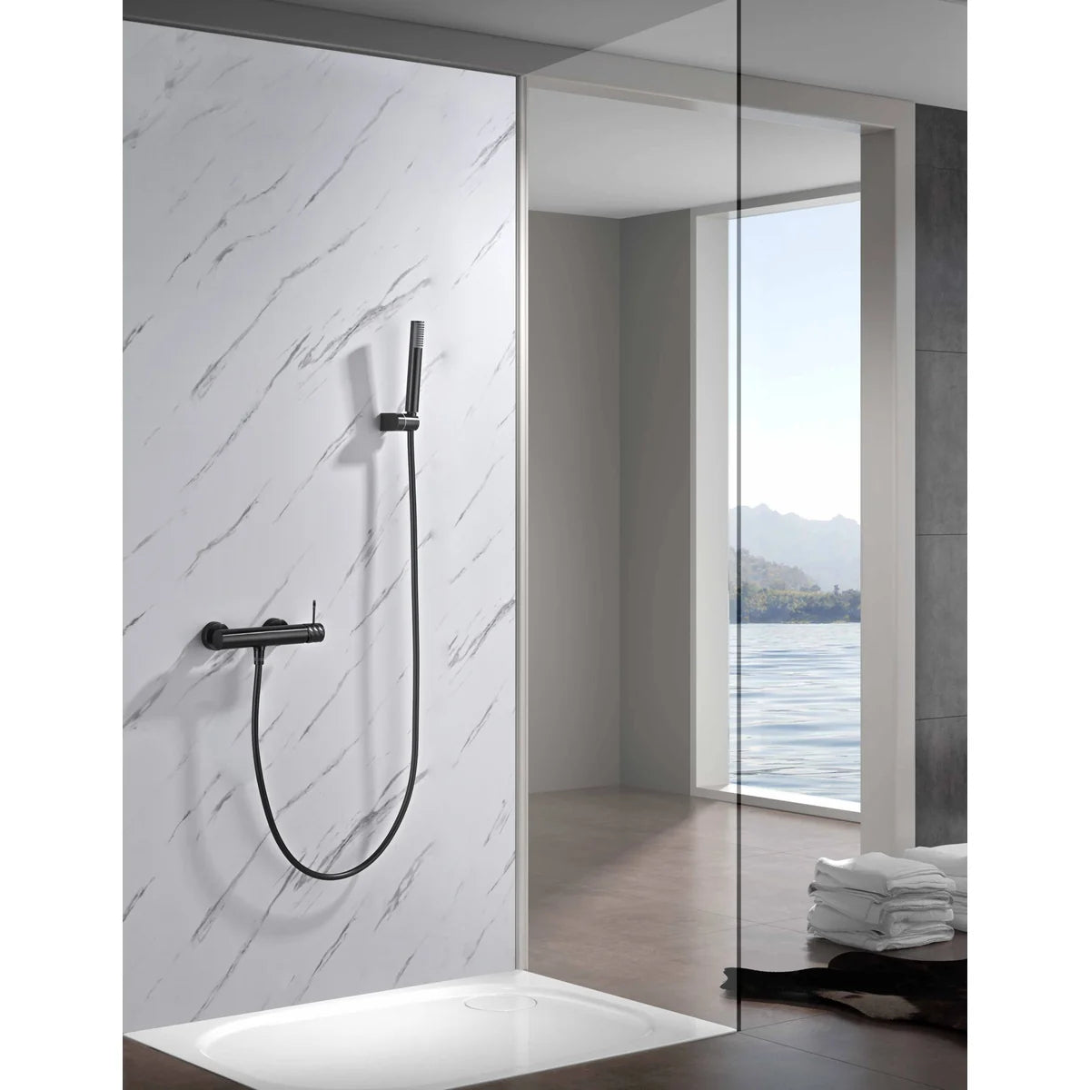 Kit Ducha Monomando Bless Black Gun Metal Imex Black gun metal en ambiente