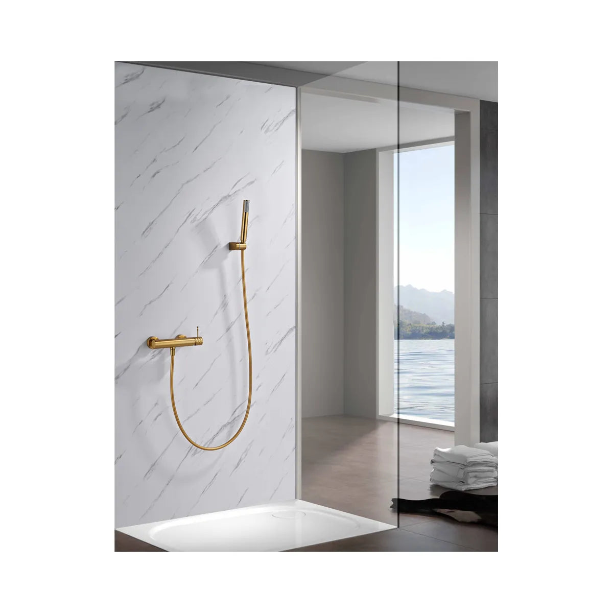 Kit Ducha Monomando Bless Oro Cepillado Imex - ambiente_1 - Imex