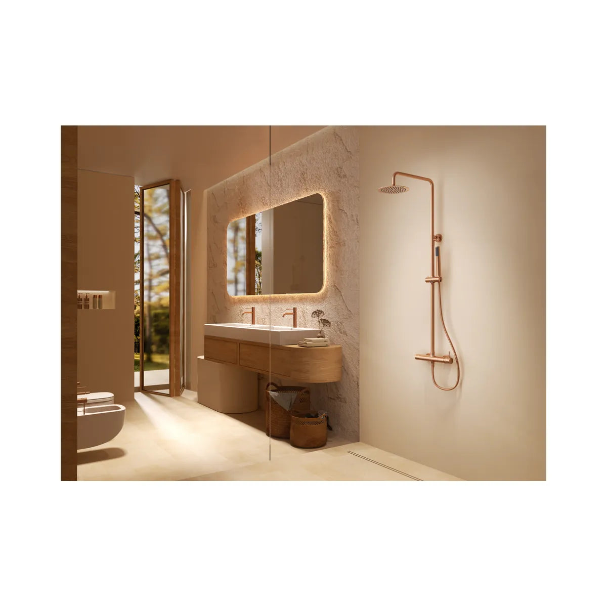 Ducha Monomando Genova Oro Rosa Cepillado Imex | Merkimarket - ambiente_1 - Imex