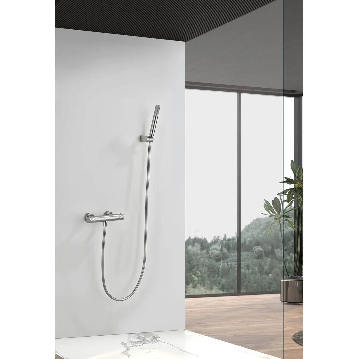 Kit Ducha Termostático Bless Níquel Cepillado Imex Níquel en ambiente