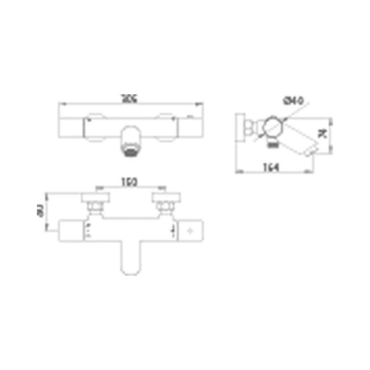 Kit baño/ducha termostático Monza Imex níquel cepillado - croquis - Imex
