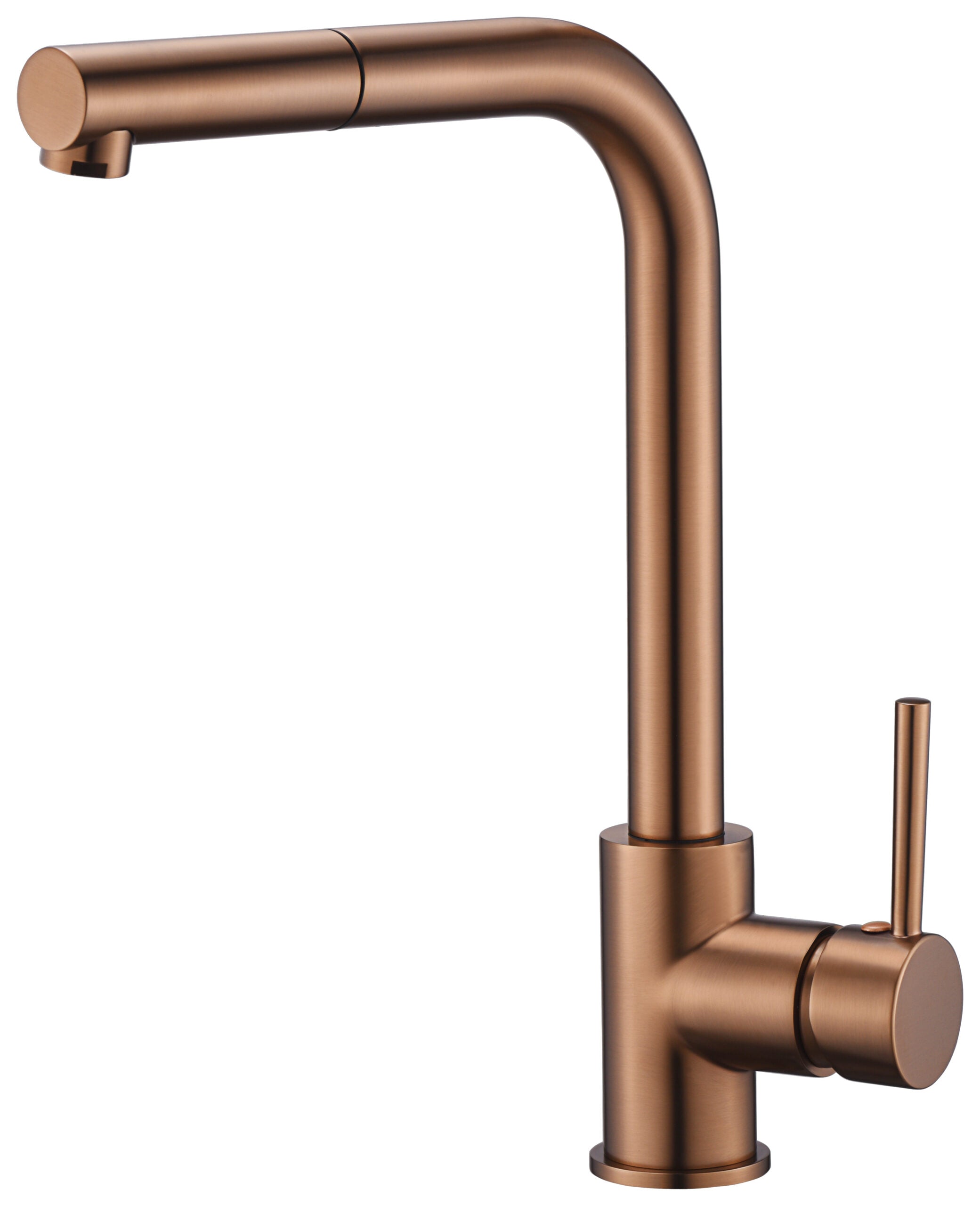 Grifo de cocina monomando extraíble con acabado en color oro rosa cepillado Malta Imex