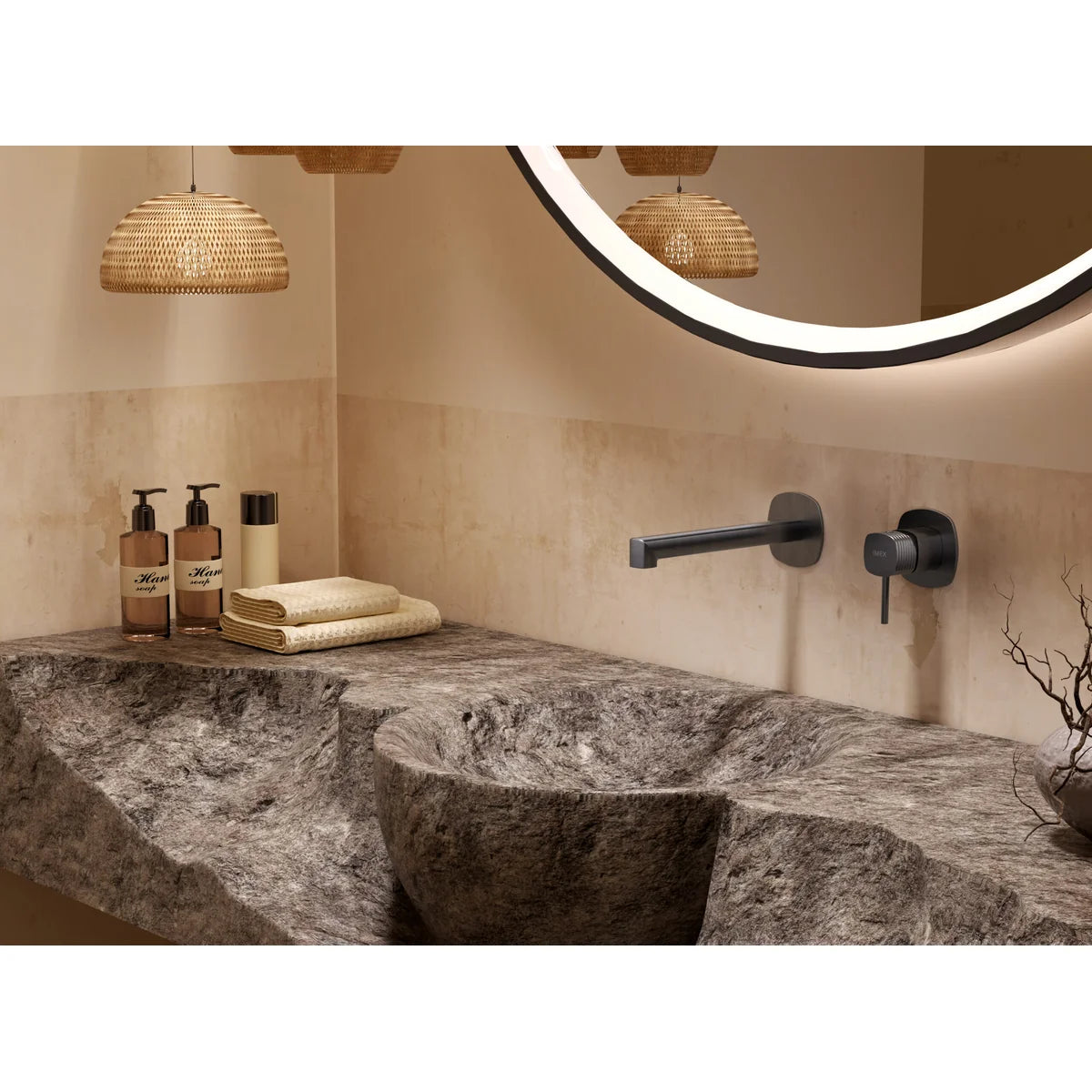 Monomando Empotrado Lavabo Firenze Imex Oro rosa cepillado en ambiente