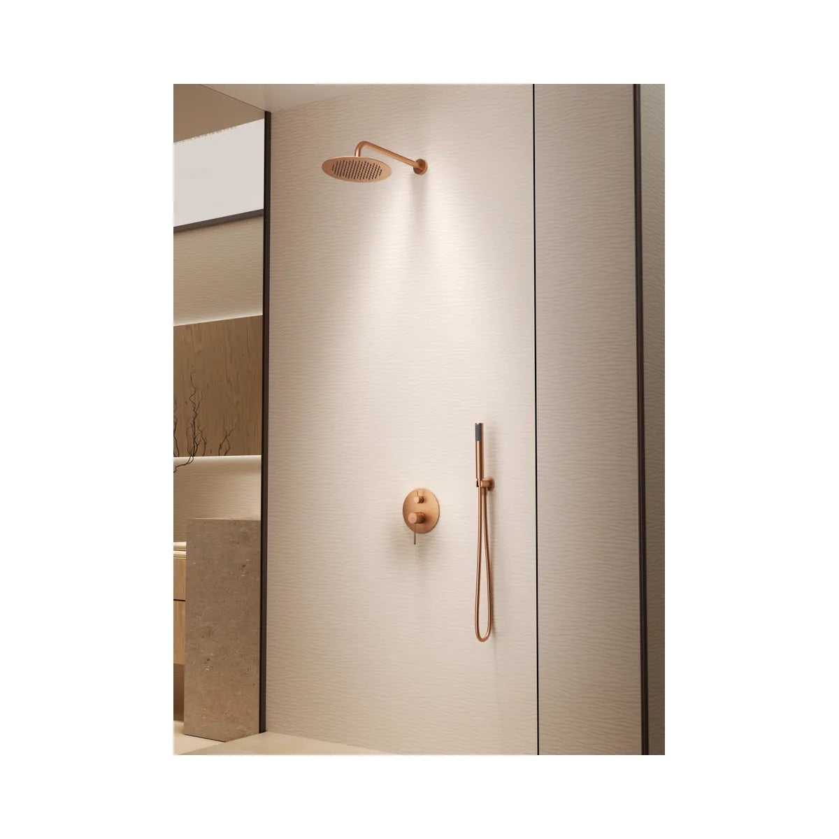 Conjunto Ducha Monomando Empotrado Genova Níquel Cepillado Imex - ambiente_1 - Imex