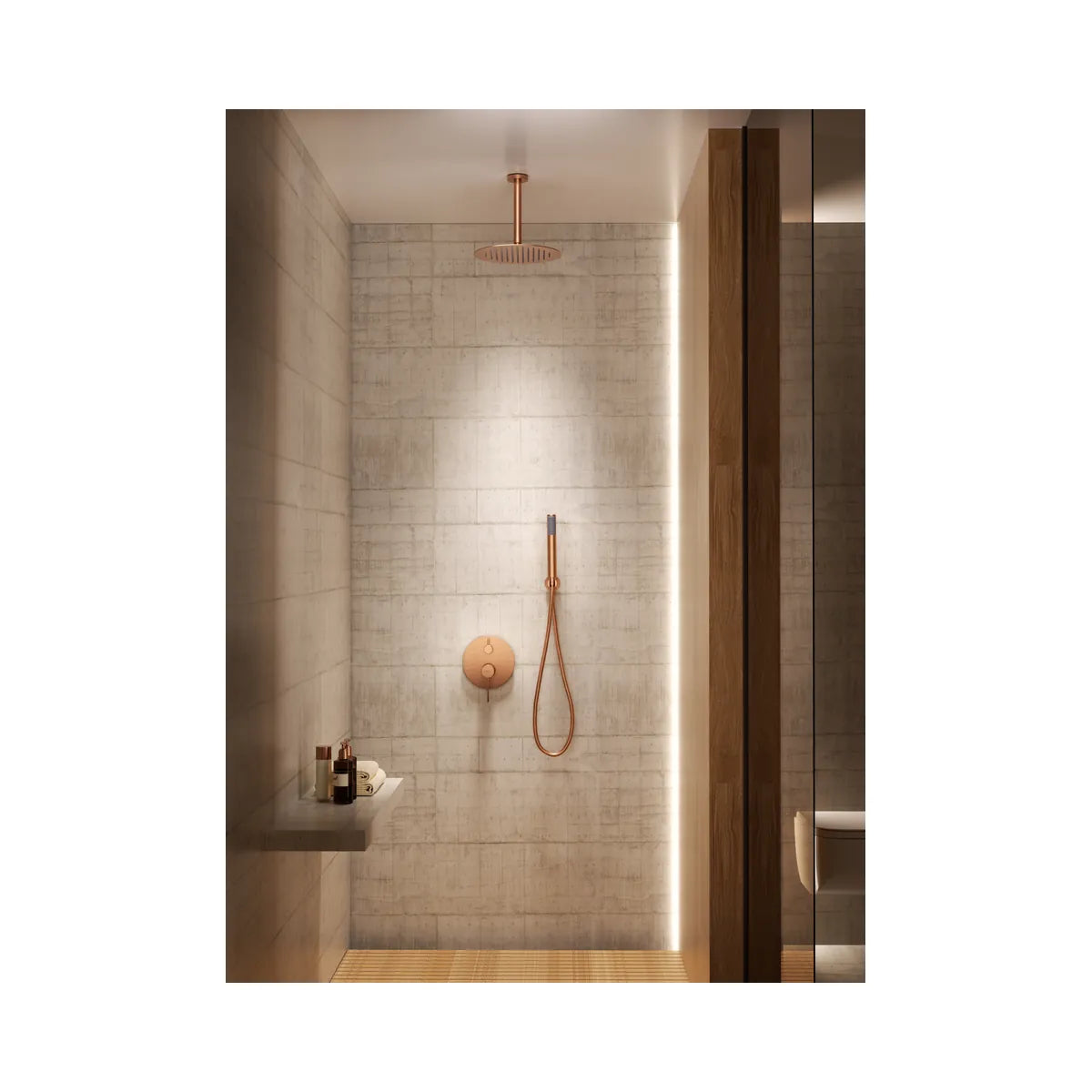 Conjunto Ducha Monomando Empotrado Imex Oro Cepillado - ambiente_1 - Imex