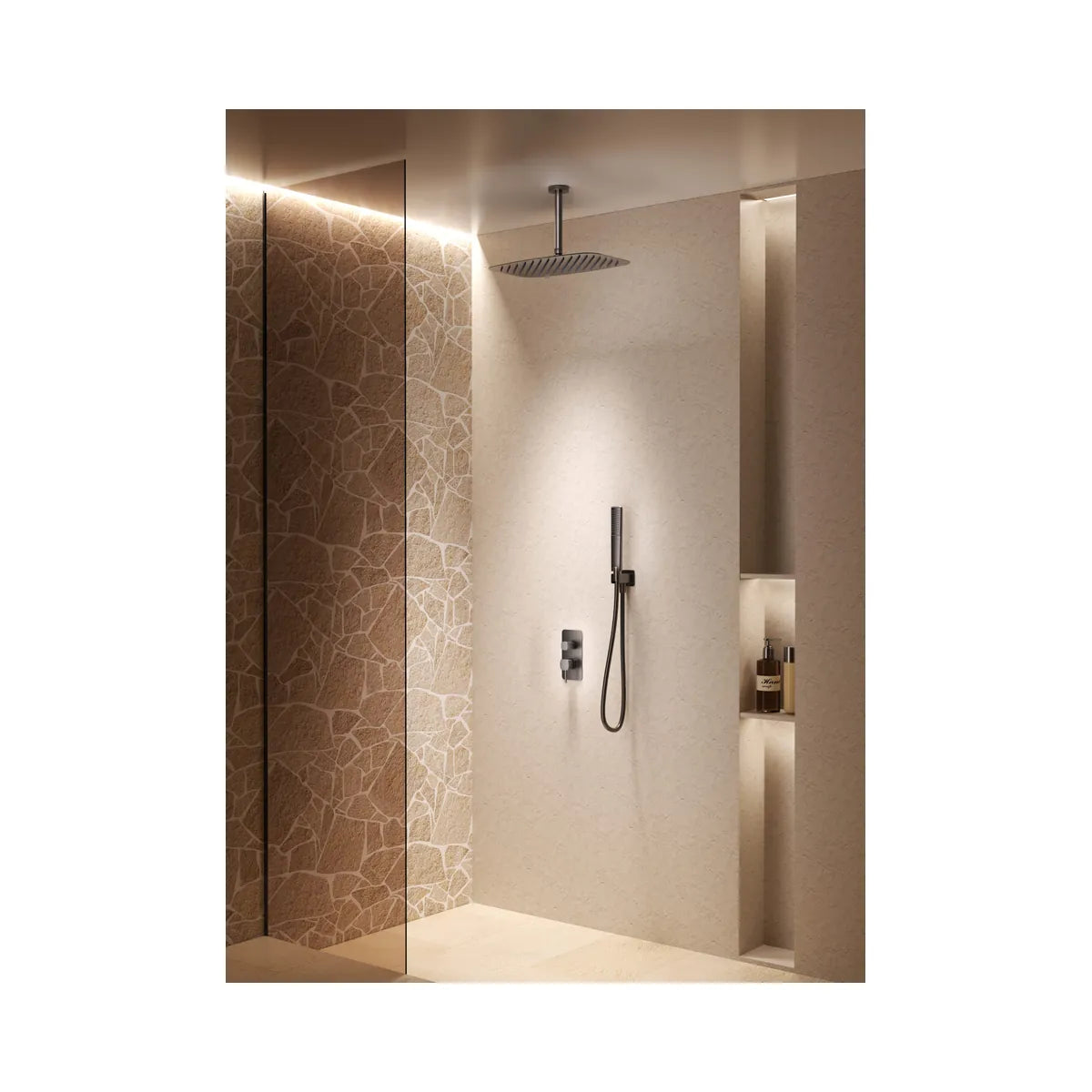 Conjunto Ducha Monomando Empotrado Imex Negro Mate - ambiente_1 - Imex