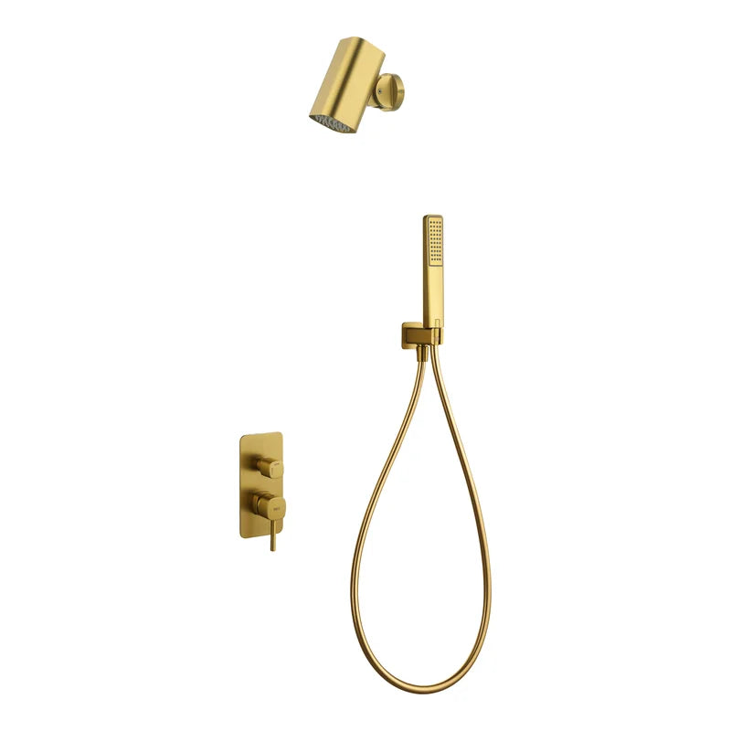 Conjunto Ducha Monomando Empotrado Toscana Con Rociador Tube Imex Oro cepillado