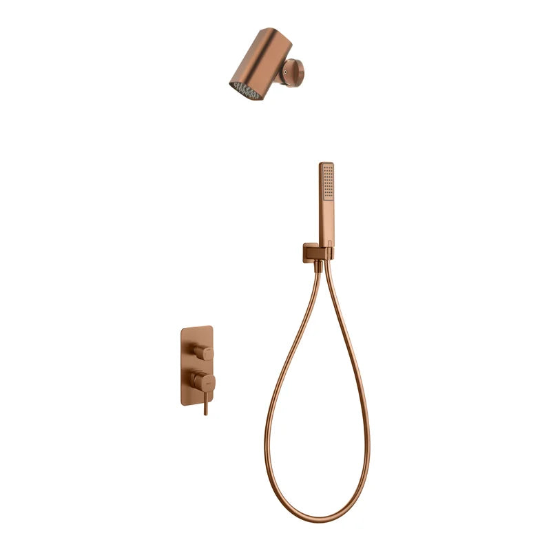 Conjunto Ducha Monomando Empotrado Toscana Con Rociador Tube Imex Oro rosa cepillado