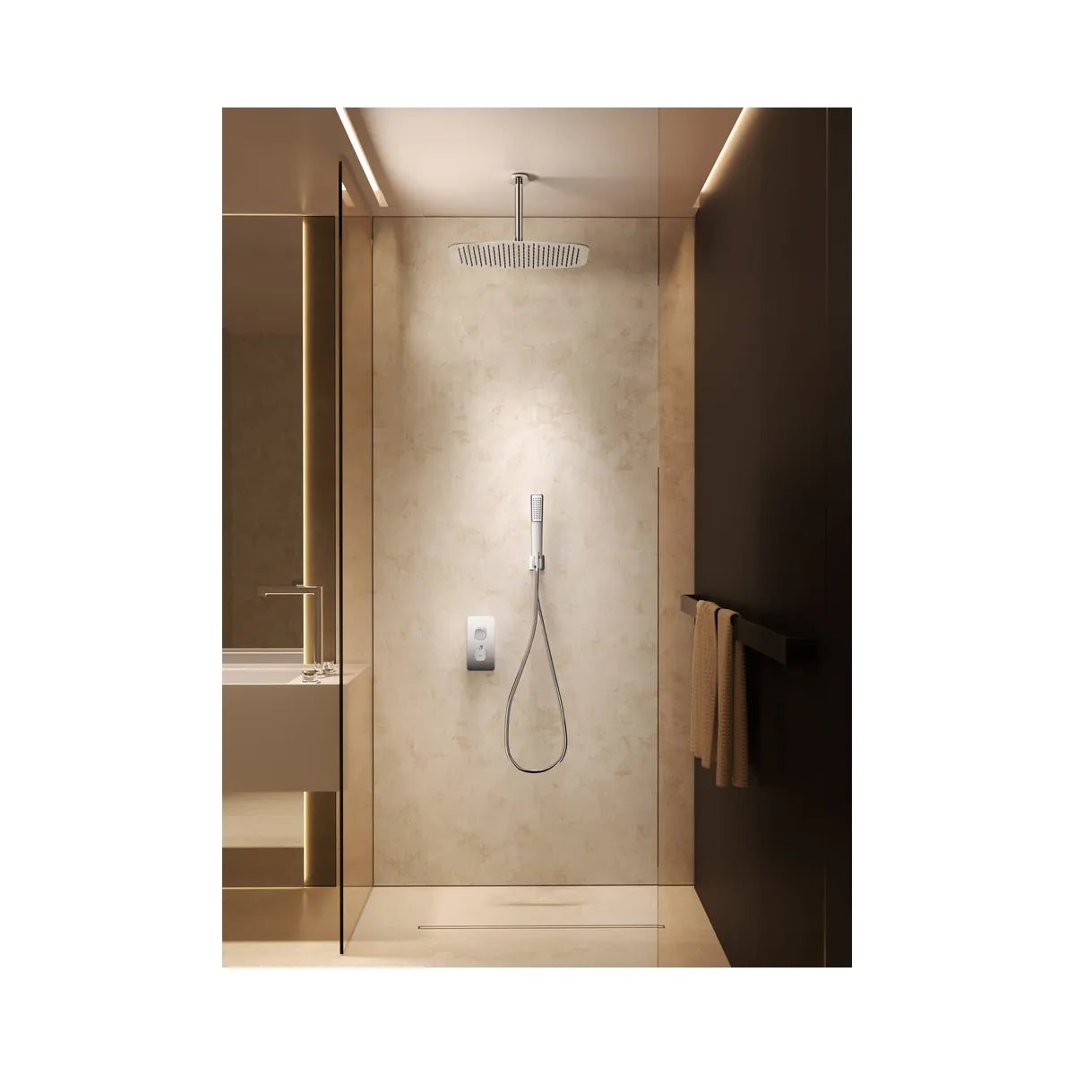 Conjunto Ducha Termostático Imex Arezzo Oro Cepillado - ambiente_1 - Imex
