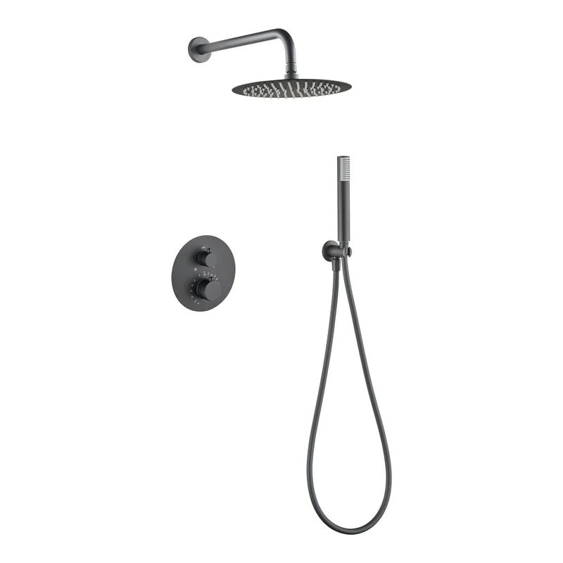 Conjunto Ducha Termostático Empotrado Bless Imex Black gun metal