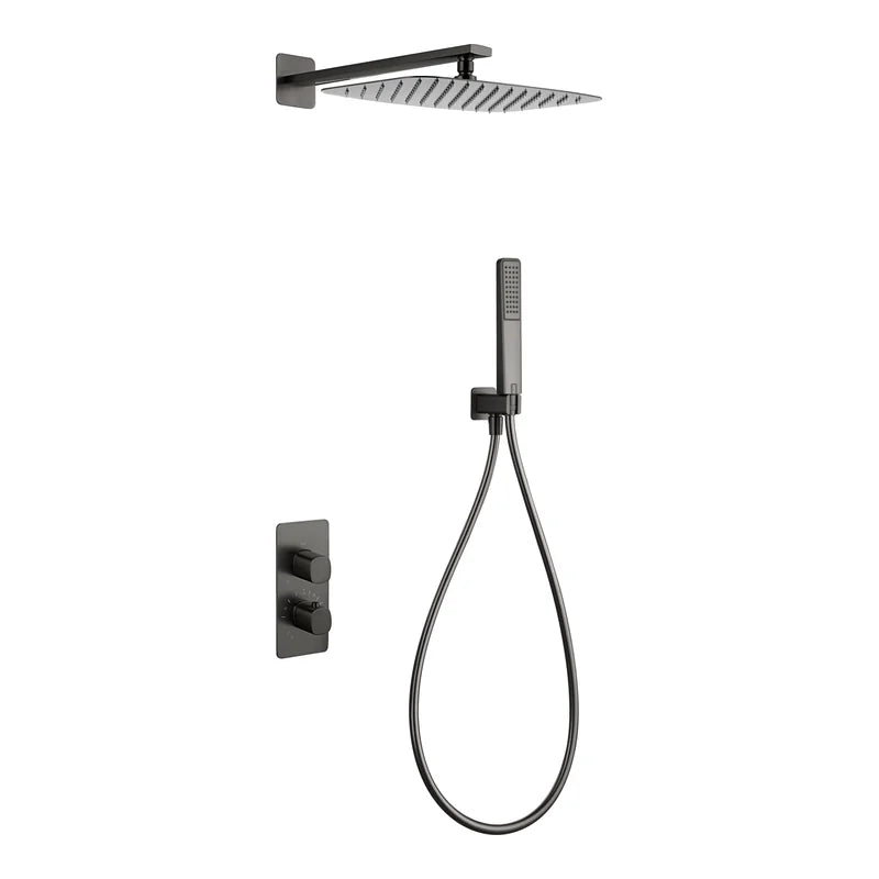 Conjunto Ducha Termostático Empotrado Firenze Imex Black gun metal