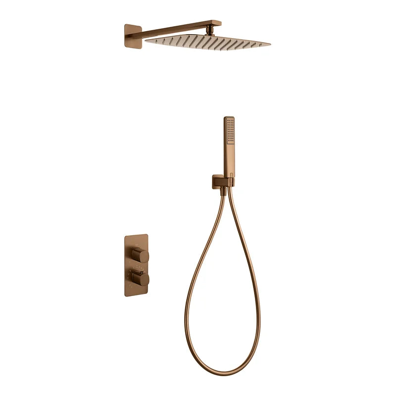 Conjunto Ducha Termostático Empotrado Firenze Imex Oro rosa cepillado