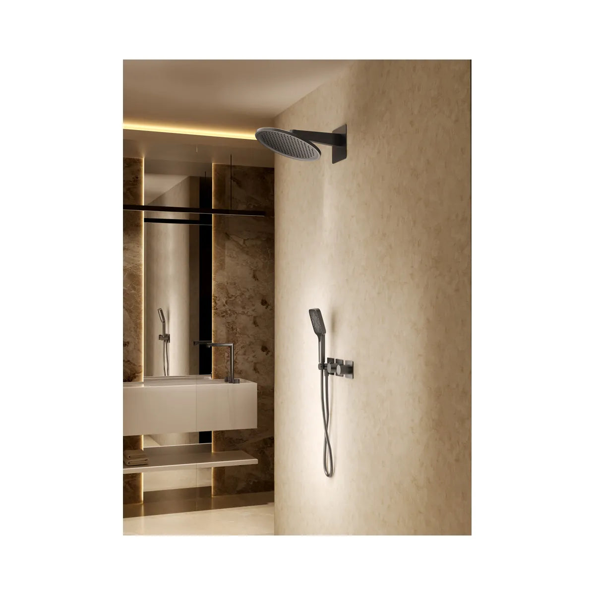 Conjunto Ducha Termostático Imex Inari Black Gun Metal - ambiente_2 - Imex
