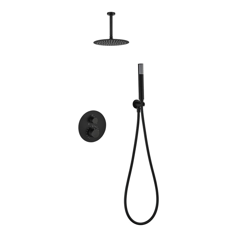 Conjunto Ducha Termostático Empotrado Palau Imex Negro