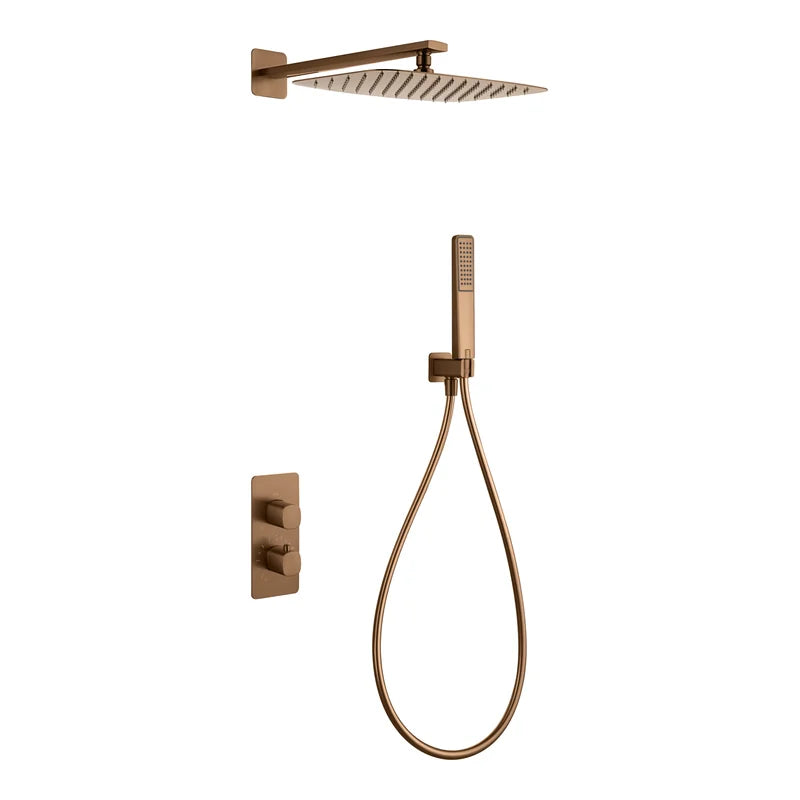 Conjunto Ducha Termostático Empotrado Toscana Imex Oro rosa cepillado