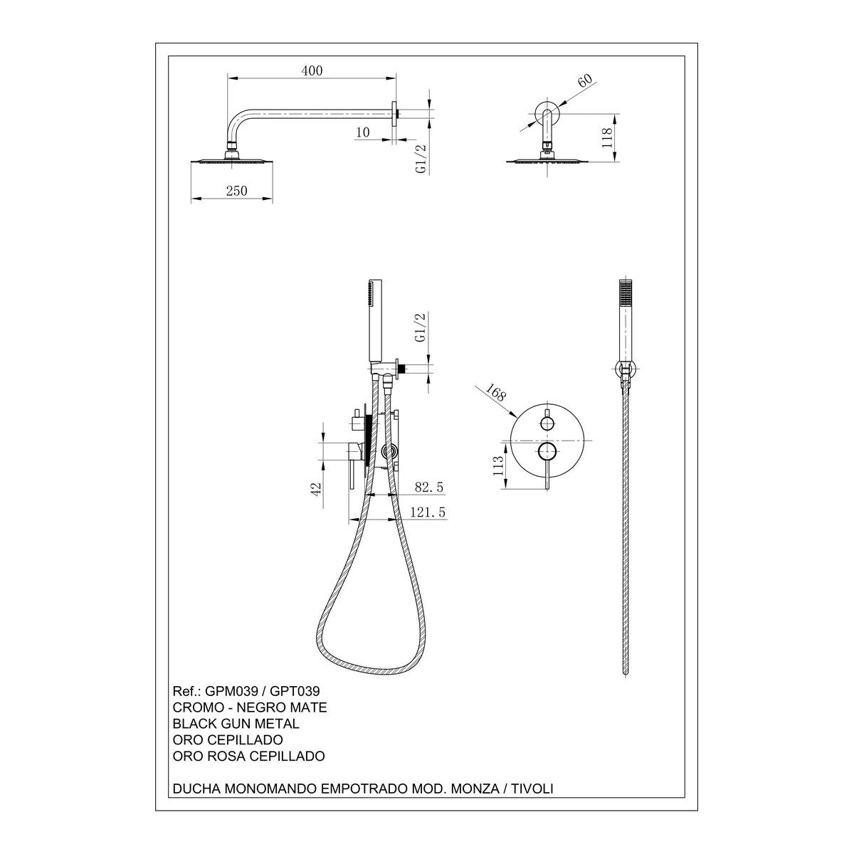 Monza Brushed Nickel Built-in Single Handle Shower Set