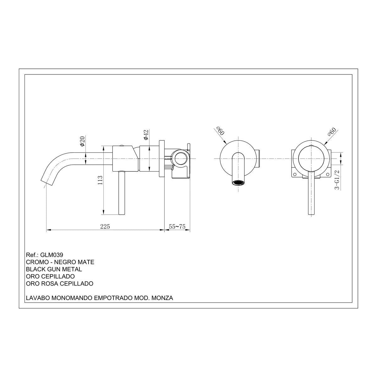 Monza Brushed Nickel Built-in Sink Mixer