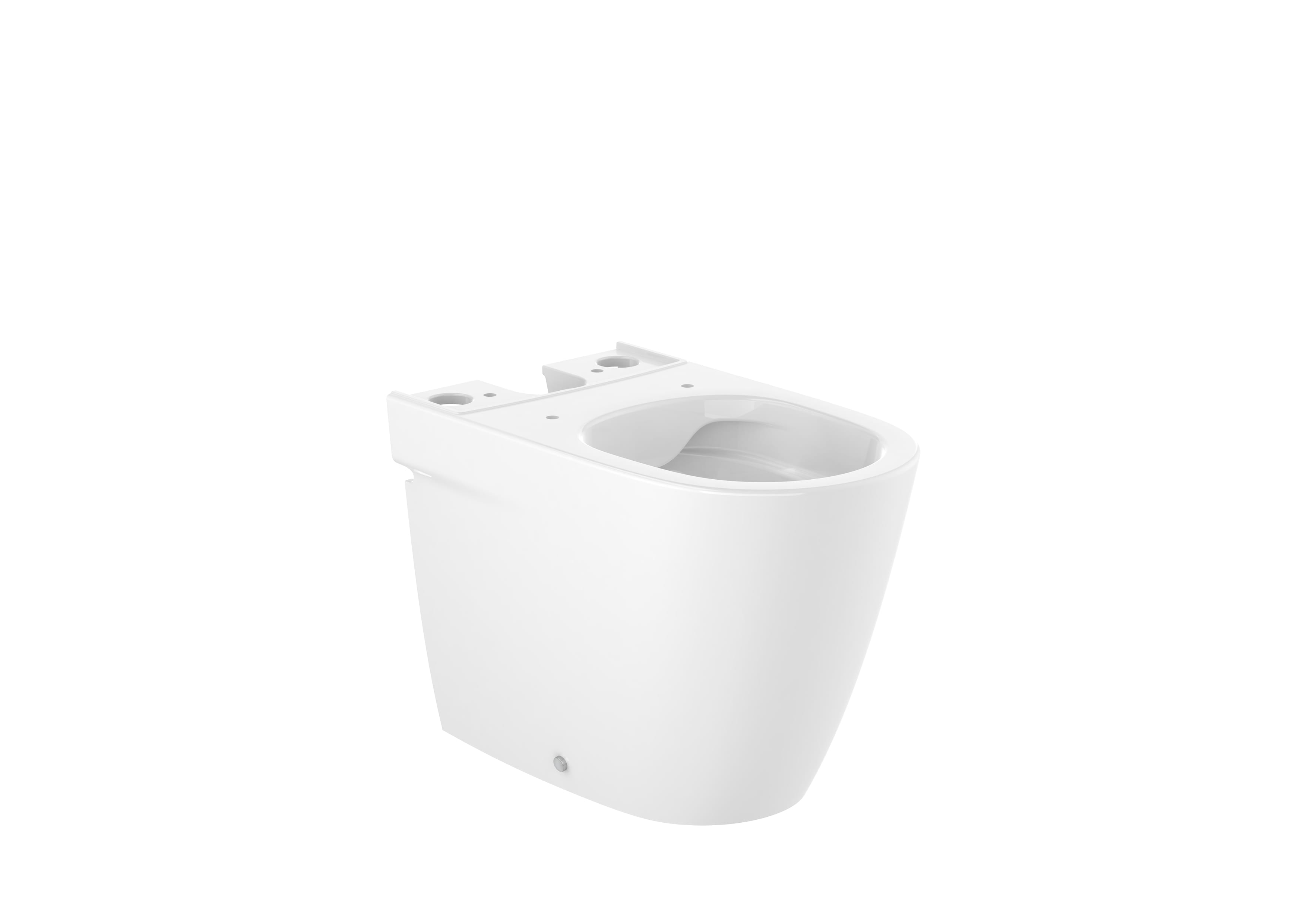 Inodoro de tanque bajo salida dual y diseño adosado a pared en acabado Ona Rimless Roca Blanco Brillo
