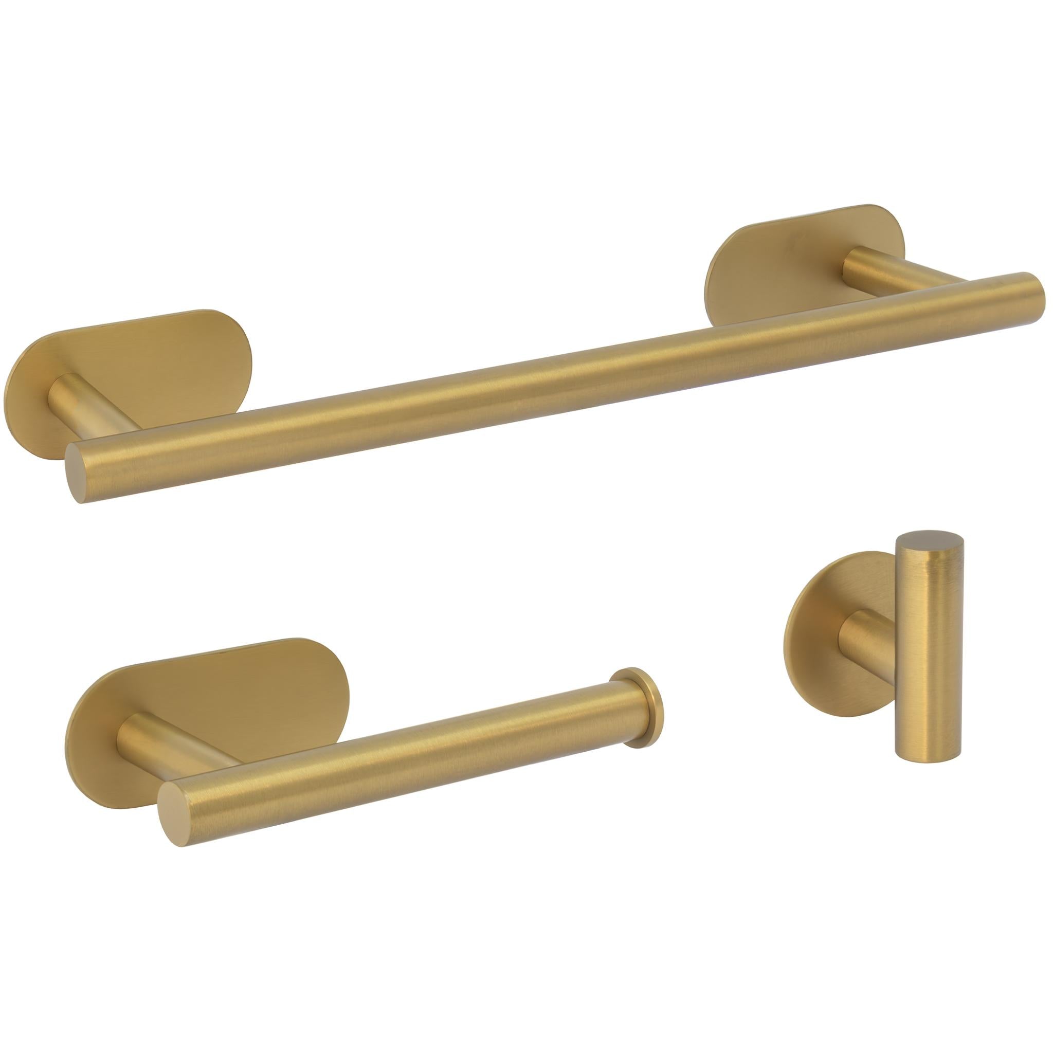 Accesorios de baño adhesivos sin taladro oro mate PVD Toallero 40 cm Portarrollos Percha de Valaz 0
