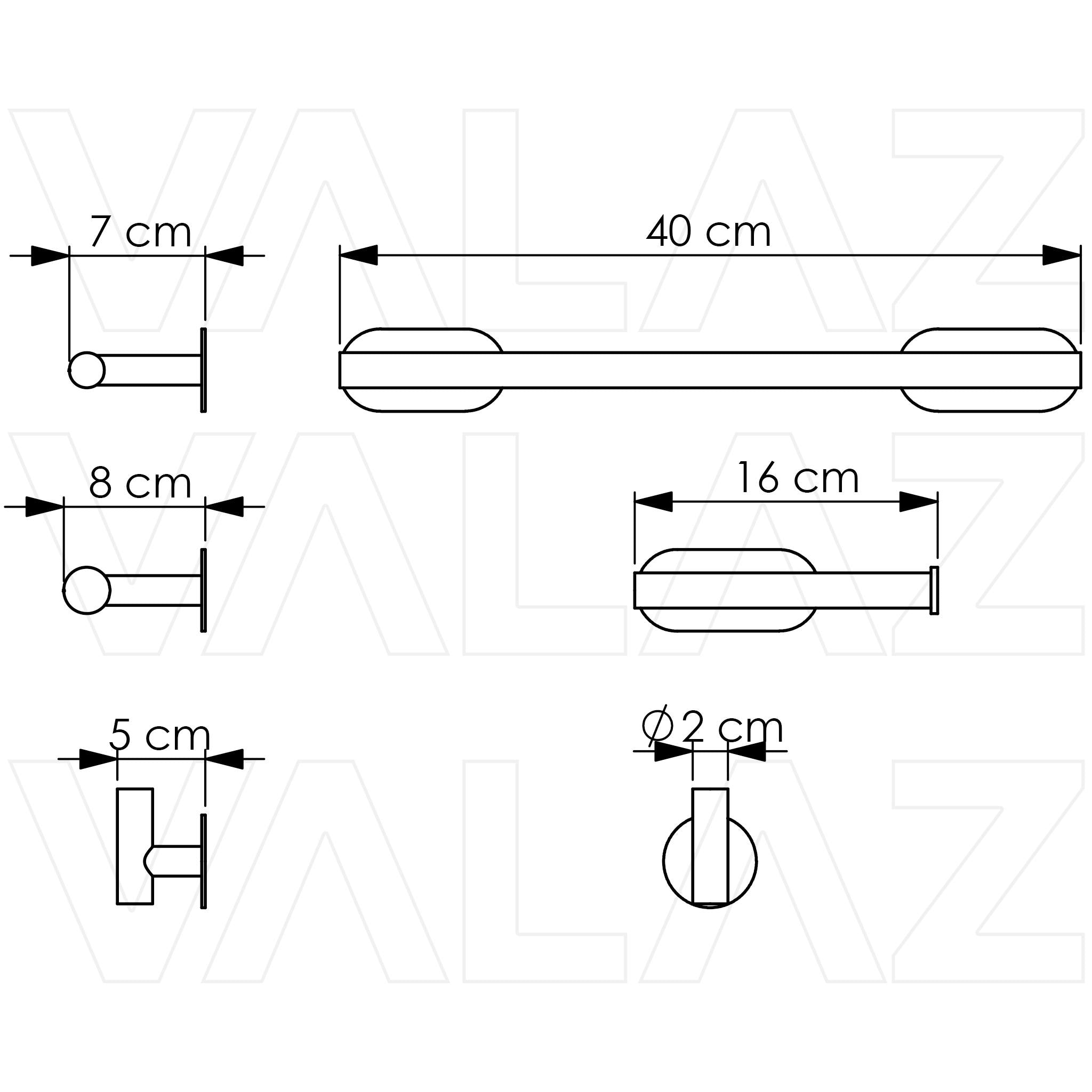 Accesorios de baño adhesivos sin taladro oro mate PVD Toallero 40 cm Portarrollos Percha de Valaz 1