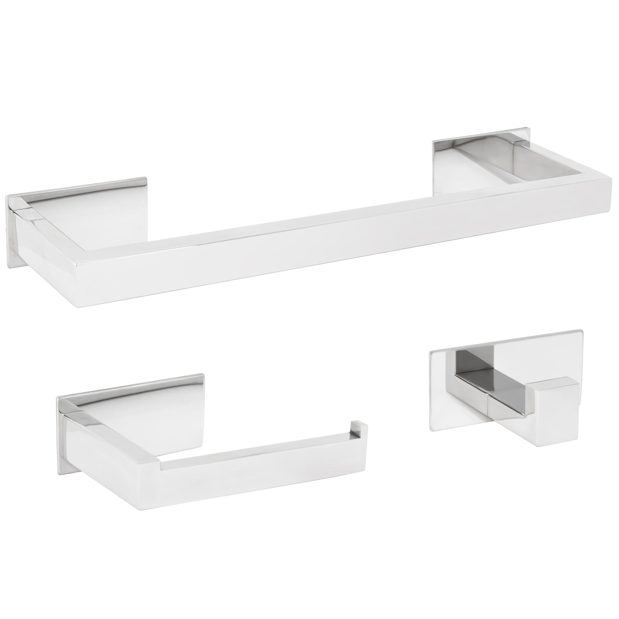 Accesorios de baño cromados adhesivos cuadrados con toallero 40 cm Portarollos y perchas de Valaz 0