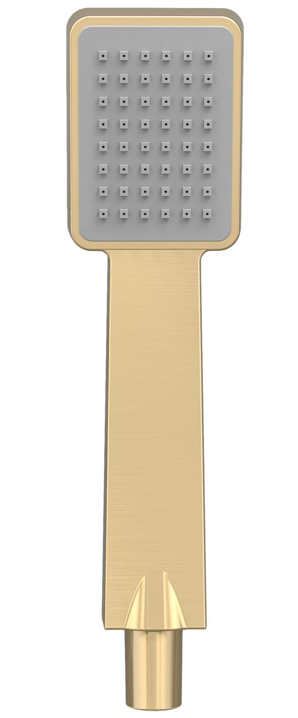 Alcachofa de mano de diseño cuadrado y amplio con acabado dorado cepillado de Valaz 0