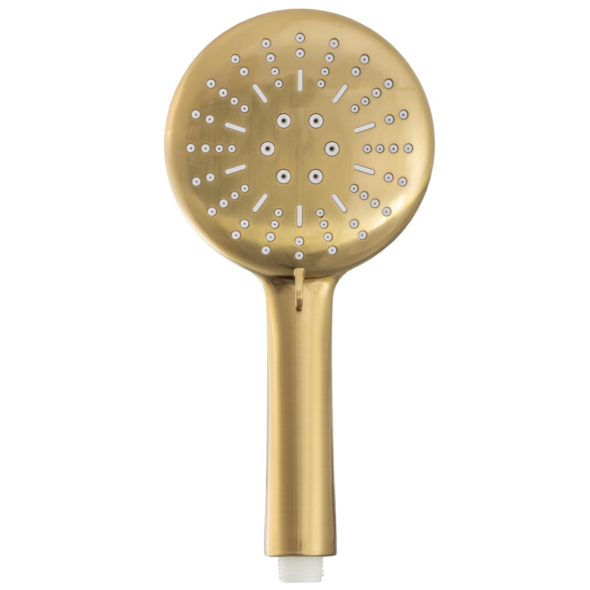 Alcachofa de mano diseño dorado cepillado con cabezal ancho y ducha envolvente de Valaz 0