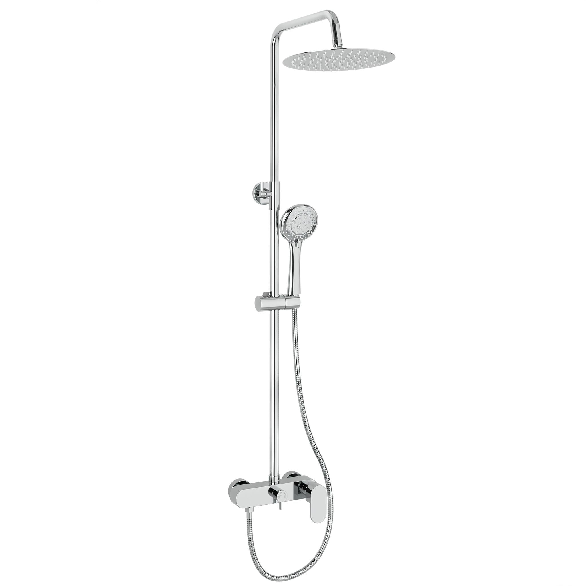 Barra de ducha monomando redonda cromada altura ajustable 90 a 150 cm Viar de Valaz 0