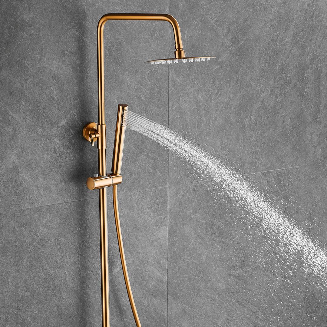 Barra de ducha termostática redonda dorado cepillado ajustable de 80 a 120 cm Birim de Valaz 3