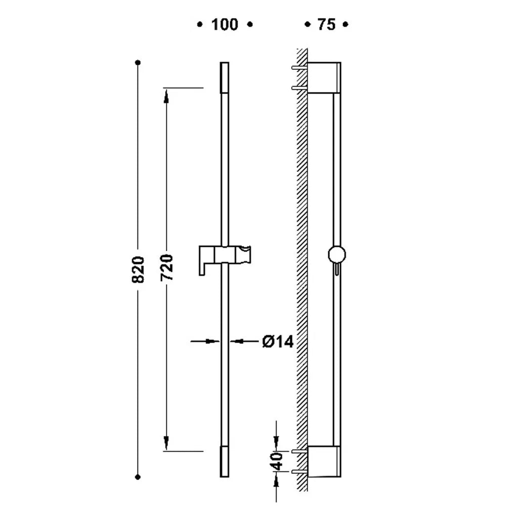 Barra deslizante para ducha de acabado blanco mate Complementos Tres 1