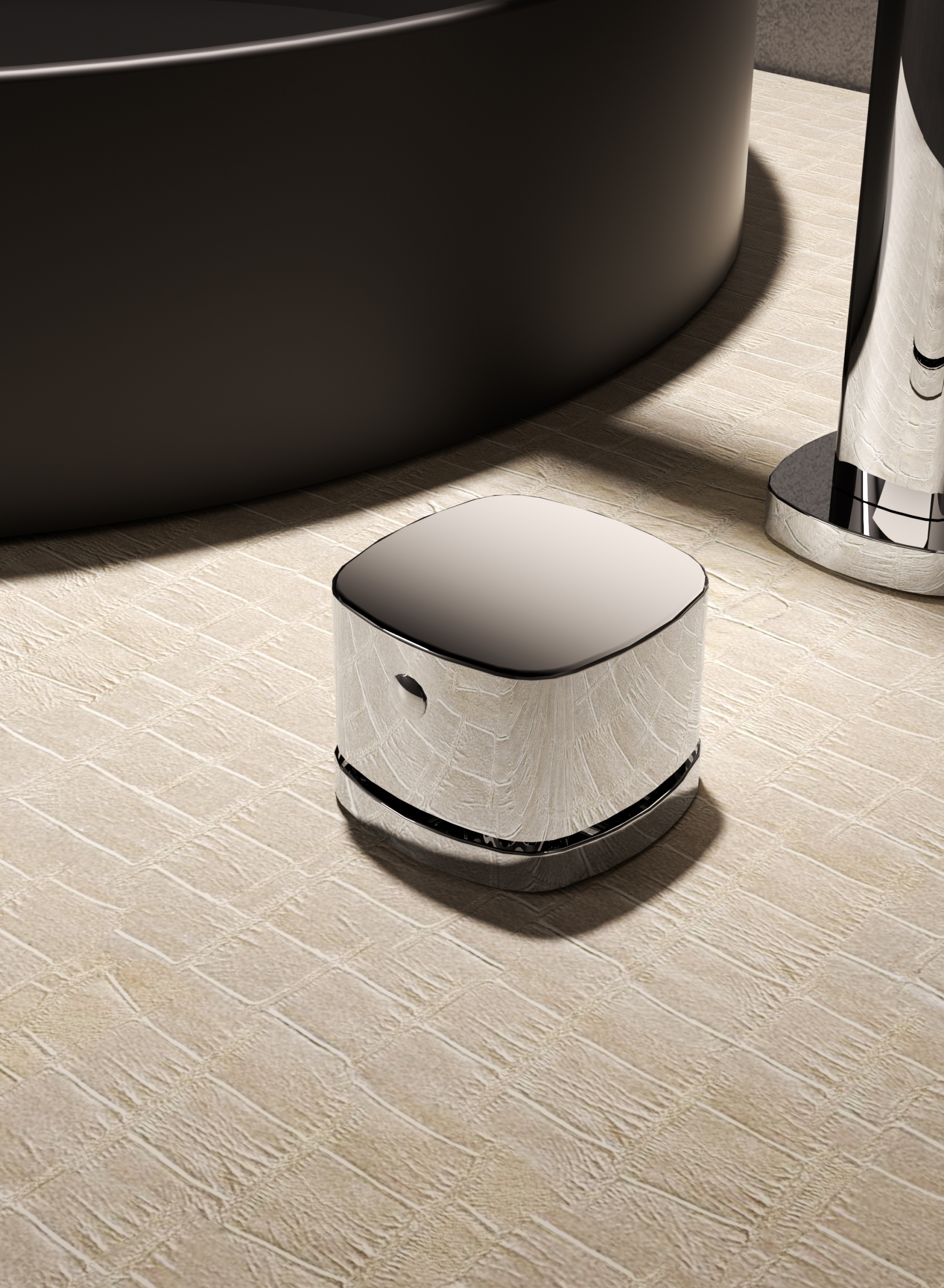 Lavabo Bimando Sobrencimera Caño Alto Toscana Imex Oro rosa cepillado en ambiente