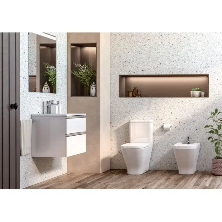 ROCA THE GAP A357477000 Bidet compacto y adosado a pared con un agujero para grifería de 35 cm de porcelana blanca Square - MerkiMarket