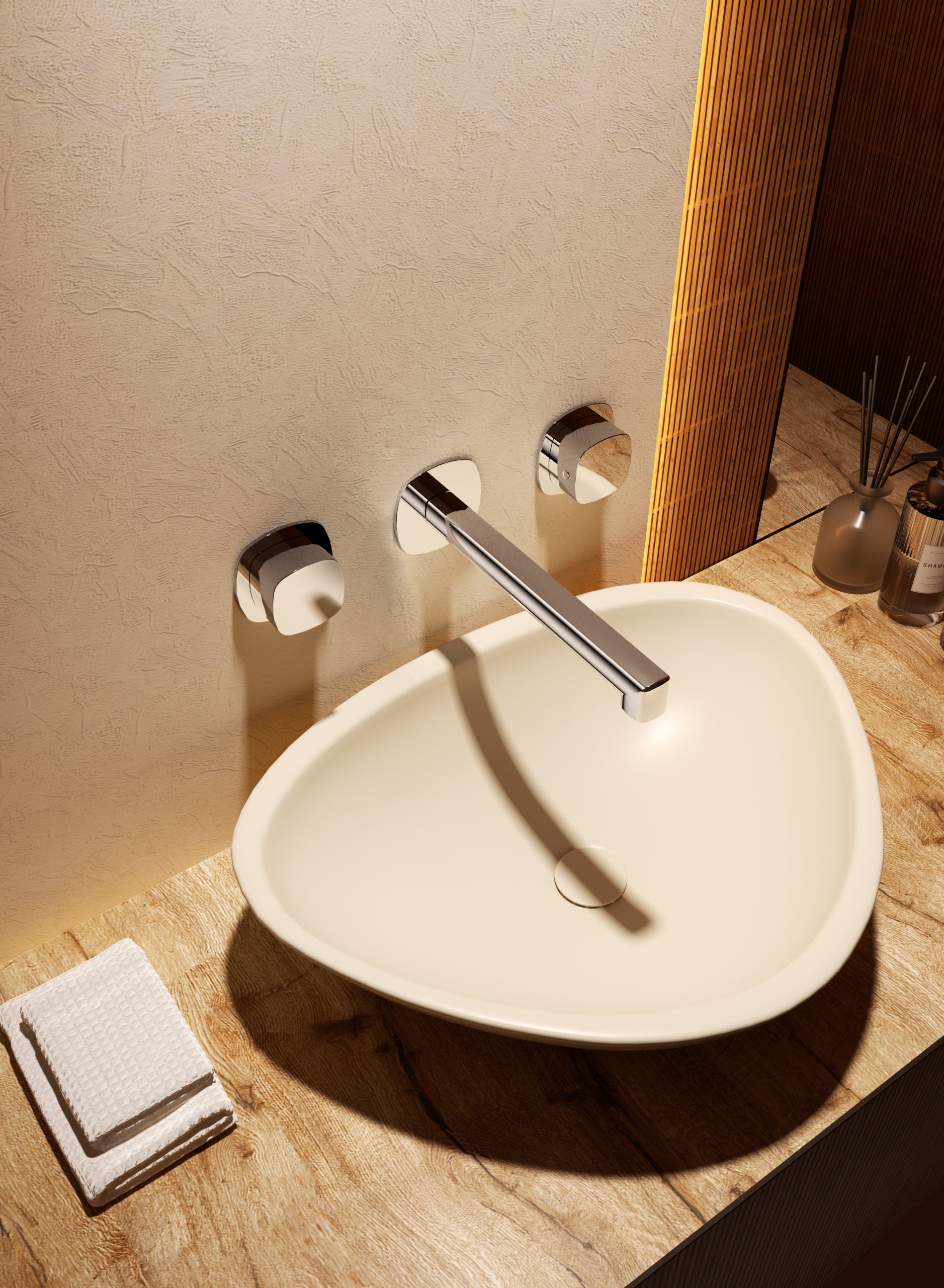 Bimando Empotrado Lavabo Toscana Imex Oro rosa cepillado en ambiente