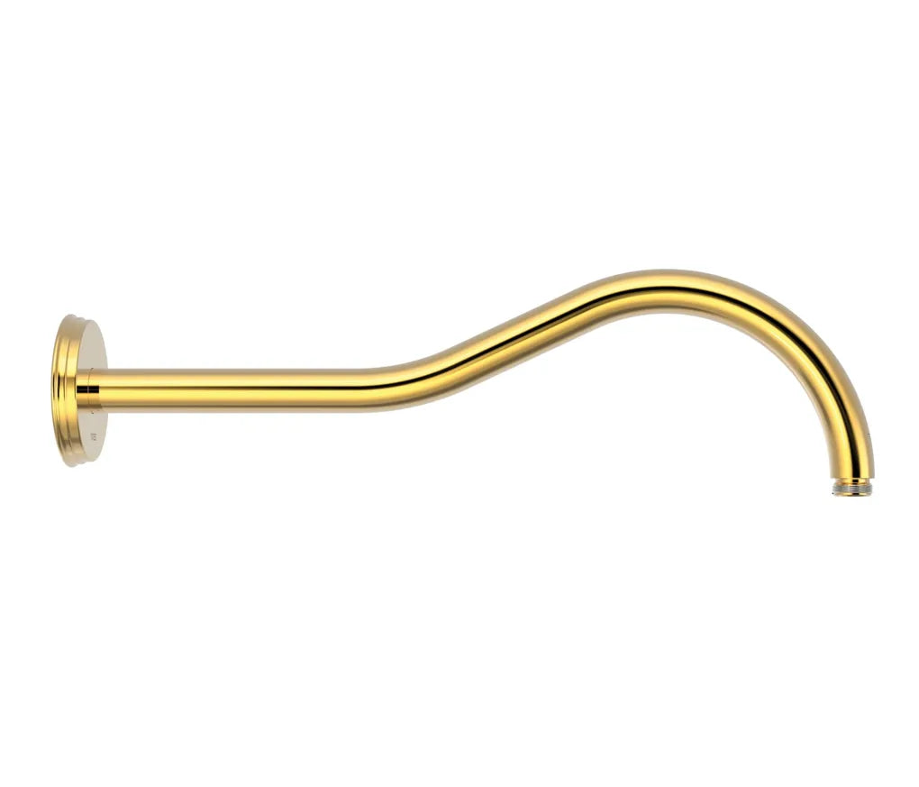 Brazo de ducha curvado de latón con acabado dorado para pared TRES 0