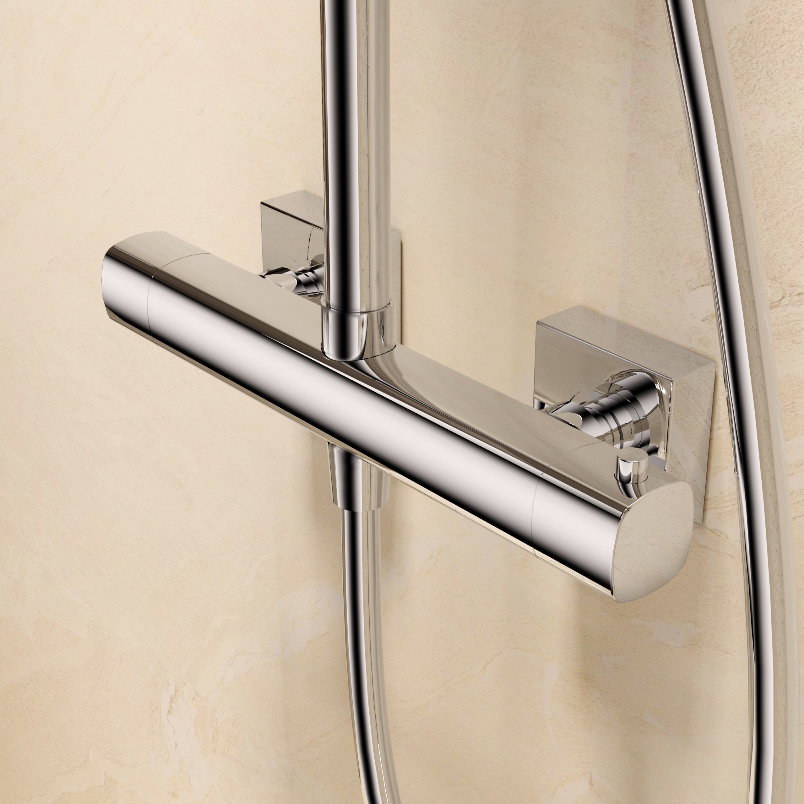 Conjunto Ducha Termostático Toscana Imex Oro rosa cepillado en ambiente