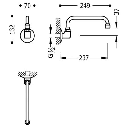 Caño de cocina con tubo giratorio de latón con acabado cromado Standard TRES 1