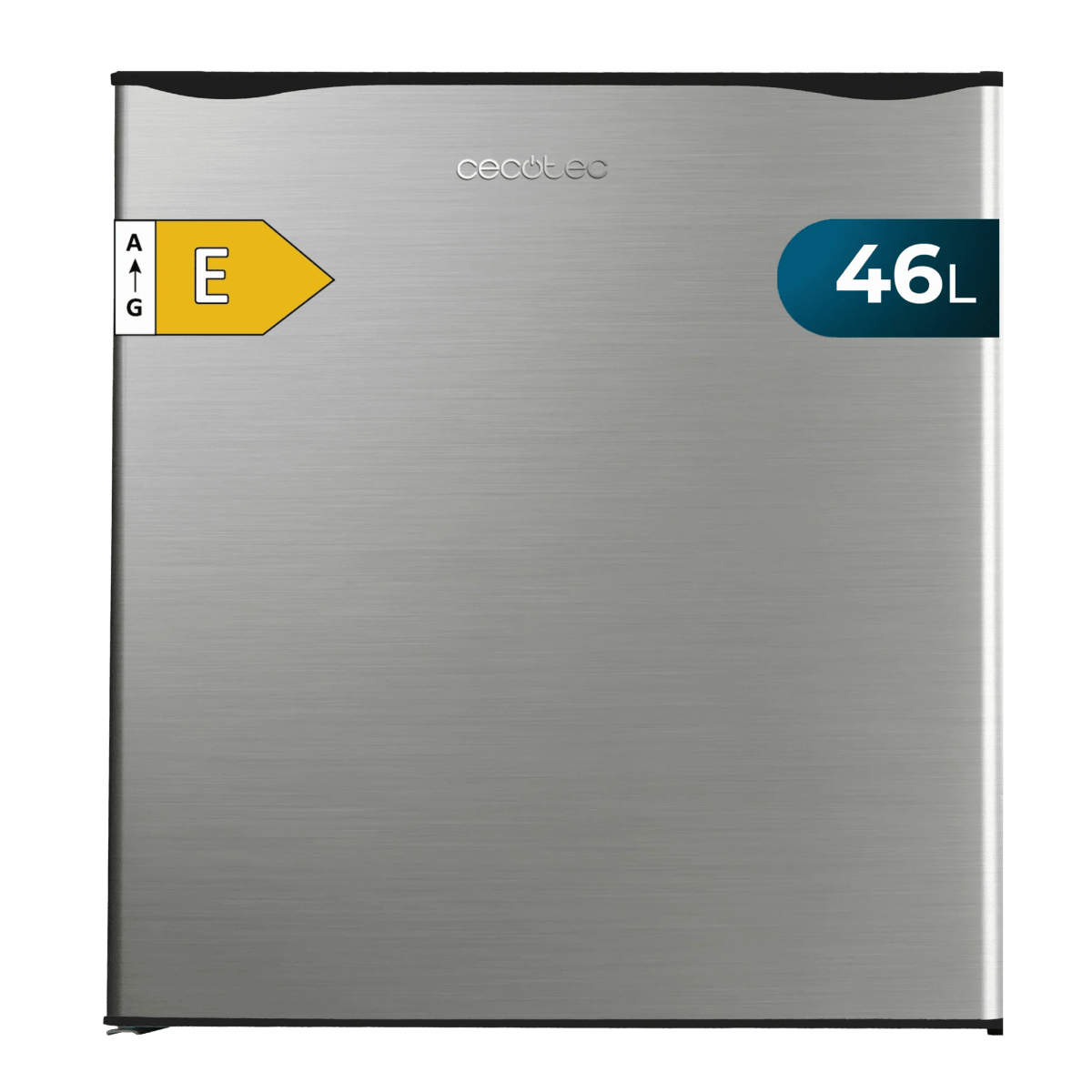 Mini frigo inox GrandCooler 20000 SilentCompress 46 L avec congélateur porte réversible classe énergétique E Cecotec