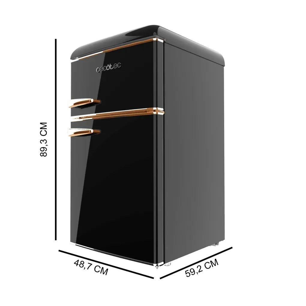 cecotec_01897_mini_frigorífico_retro_86l_negro_con_luz_led_y_tirador_gold_rose_2