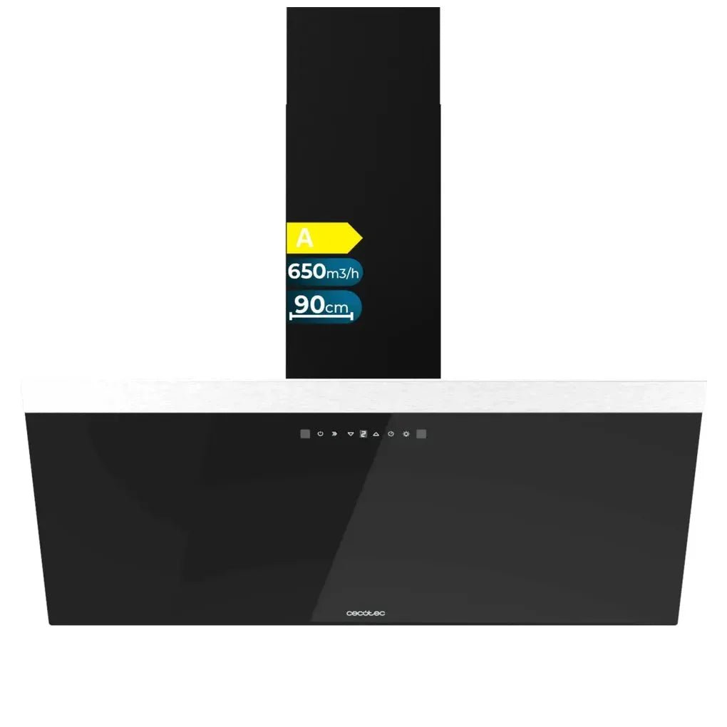 cecotec_02897_campana_extractora_90cm_vidrio_negro__succión_650m3_h__control_táctil_y_led_1