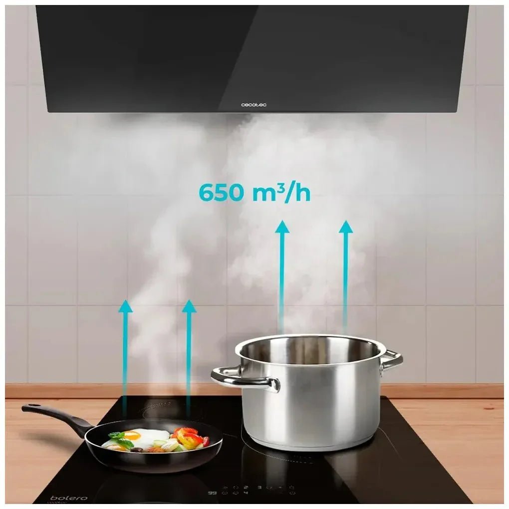 cecotec_02897_campana_extractora_90cm_vidrio_negro__succión_650m3_h__control_táctil_y_led_6