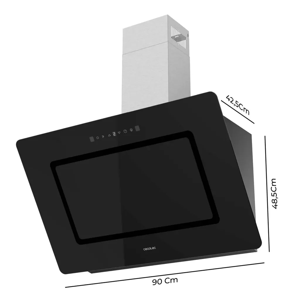 cecotec_02901_campana_extractora_90cm_vidrio_negro__succión_800m3_h__a++__control_táctil_1