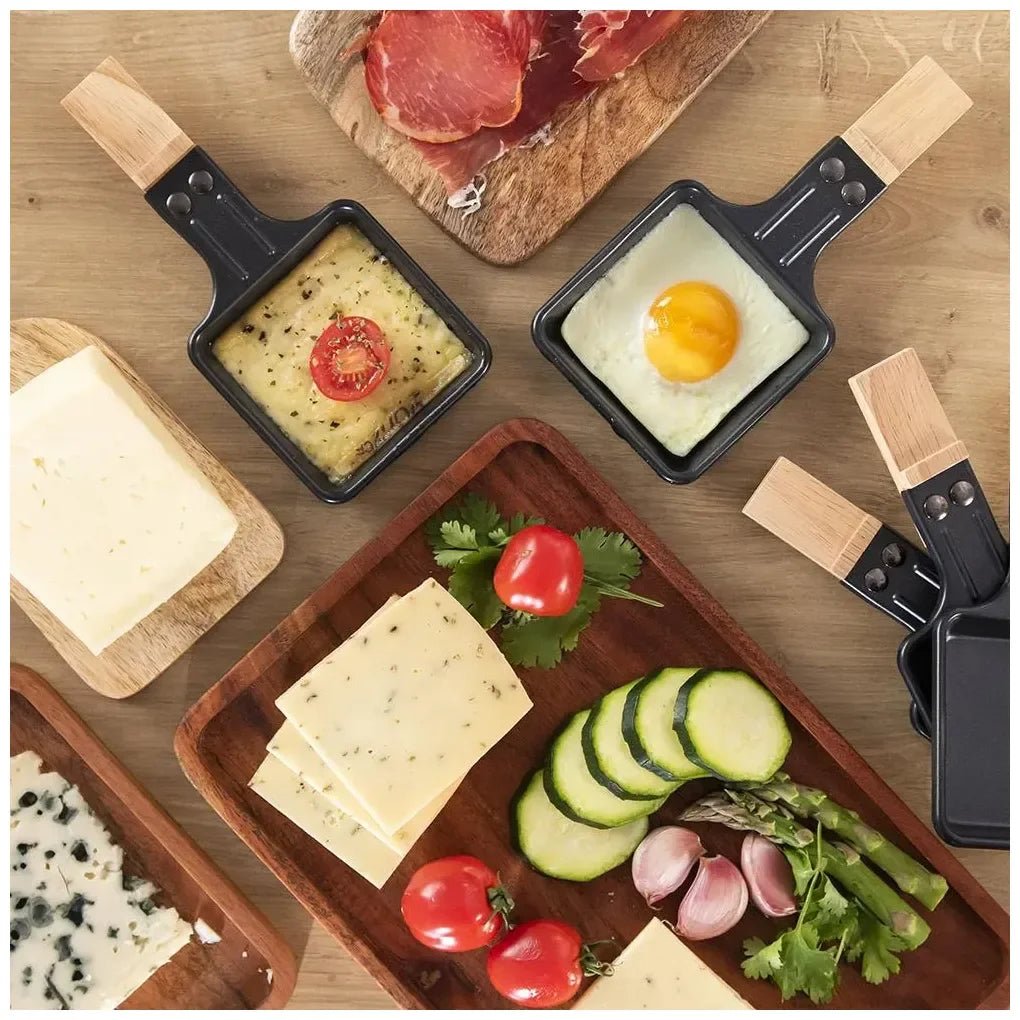 cecotec_03090_raclette_de_madera_1200w:_grill_con_8_sartenes_y_termostato_regulable_8