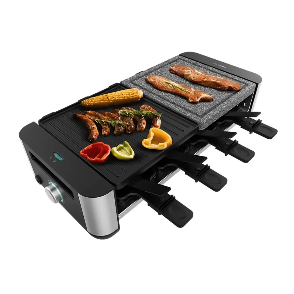 cecotec_03225_máquina_de_raclette_1400w_para_8_personas_con_placas_antiadherentes_y_de_piedra_1