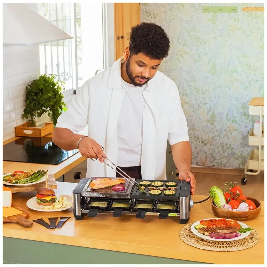 cecotec_03225_máquina_de_raclette_1400w_para_8_personas_con_placas_antiadherentes_y_de_piedra_2