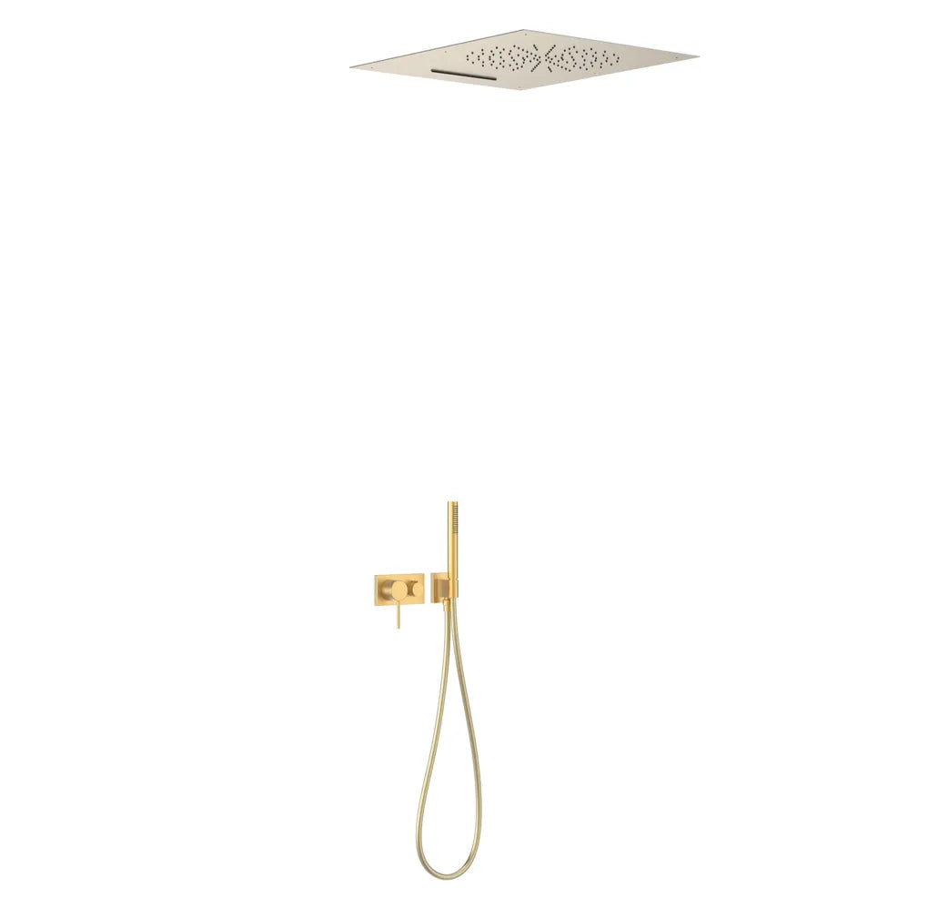 Columna de ducha con grifo monomando de latón acabado oro mate TRES 0