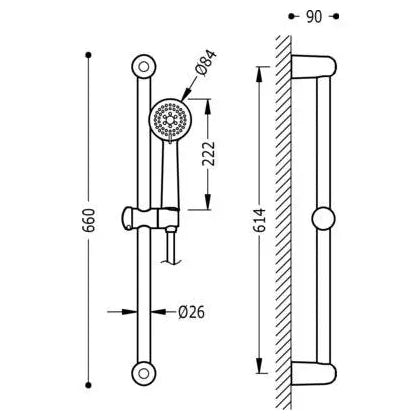 Columna de ducha de latón con acabado cromado kit de barra deslizante y masaje Eco Basic TRES 1