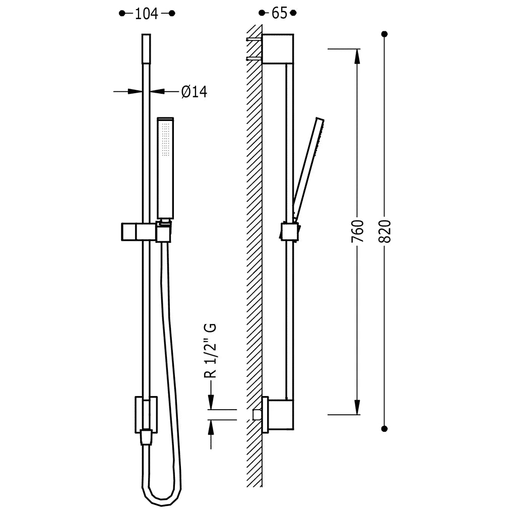 Columna de ducha de mano y barra recta vertical fabricada en latón con acabado blanco mate TRES 1