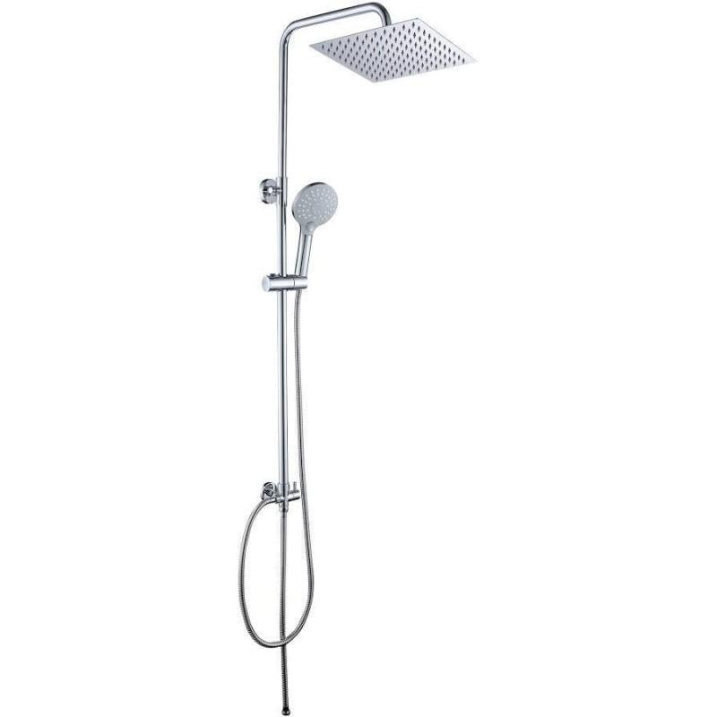 columna de ducha moderna y ajustable con diseño cuadrado cromada en acero inoxidable sin grifo de Valaz 0